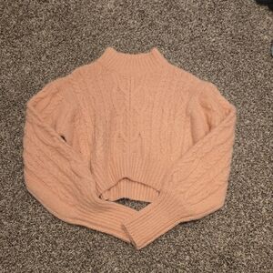 Forever 21 Peach Cable Knit Turtleneck Sweater
